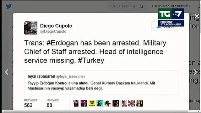 Colpo di Stato in Turchia - Il Presidente Erdogan arrestato