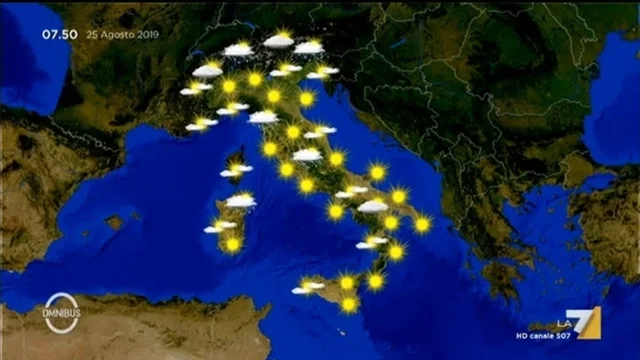 Le previsioni del tempo del 25 agosto