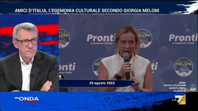 Amici d'Italia, l'egemonia culturale secondo Giorgia Meloni - In Onda - Puntata del 8/9/2024