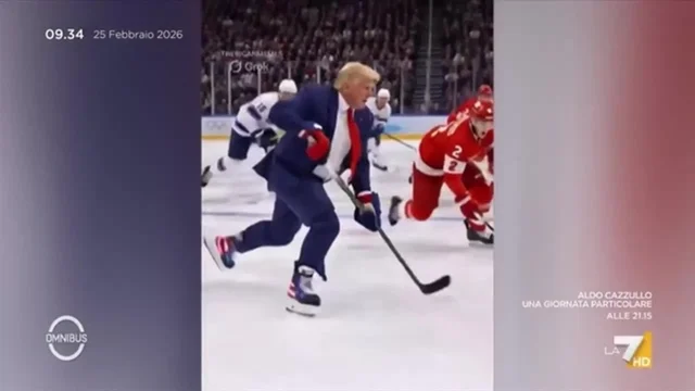 Video Trump che gioca ad hockey, la battuta di Cerasa: "Vince solo nei video fatti con la AI"