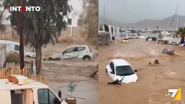 Maltempo estremo su Paros e Mykonos: strade sommerse e veicoli trascinati via dall’acqua