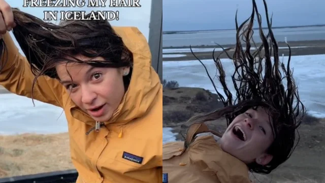 Islanda, esperimento a -9° : cosa succede ai capelli bagnati?