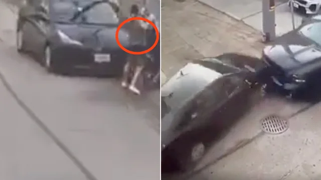 Pirata della strada investe donna col passeggino: un'altra auto gli impedisce di scappare. Le immagini scioccanti