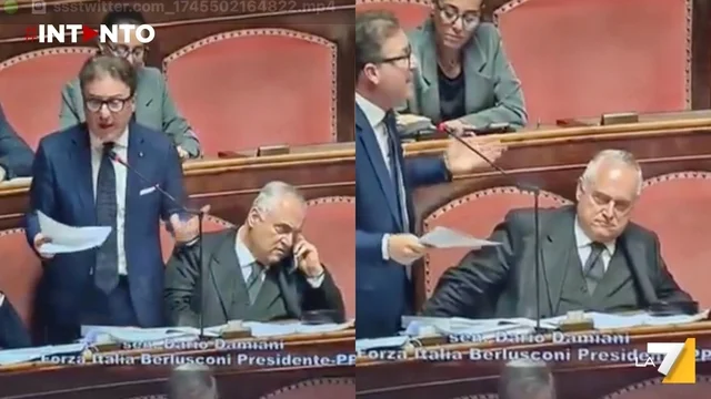 Lotito al Senato: prima parla al telefono, annuisce all'intervento di Daminani e poi si addormenta di colpo