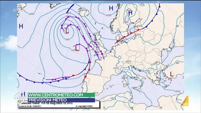 Le previsioni meteo di Paolo Sottocorona del 11/8/2023