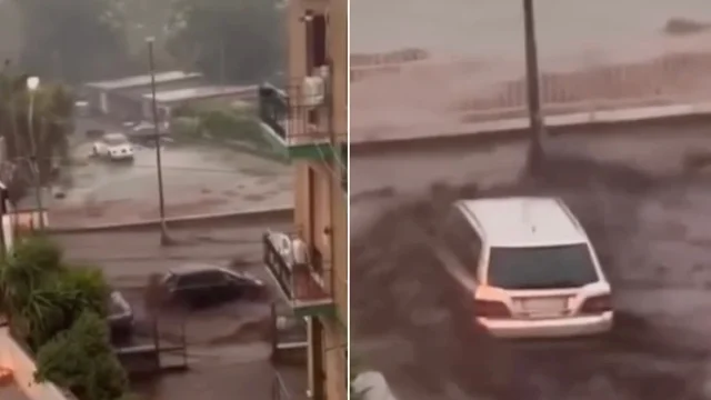 Maltempo, alluvione a Mugnano del Cardinale (Avellino): la forza dell’acqua trascina via le auto