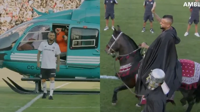 Elicottero e cavallo: la folle presentazione di Arturo Vidal nella sua squadra del cuore in Cile