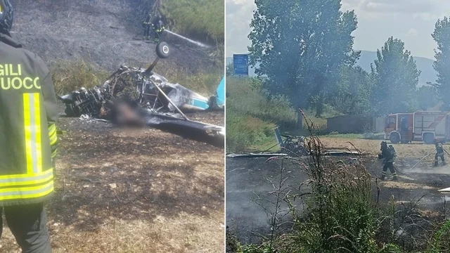 Terni, velivolo ultraleggero prende fuoco e precipita: 2 morti