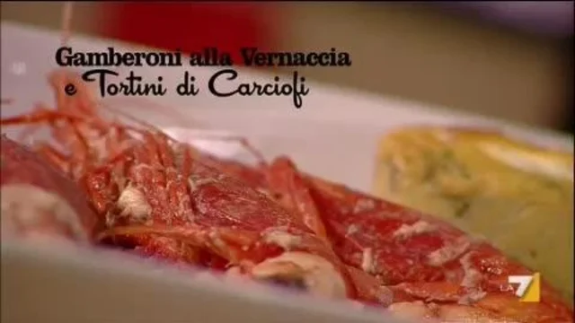 Tortino di Carciofi con Gamberoni al Vino