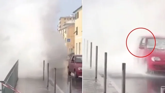Maltempo in Liguria, l'onda travolge la macchina: il dettaglio che fa impazzire i social