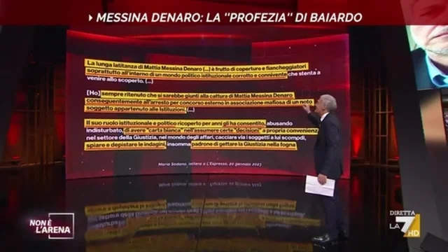 Il legame tra mafia e politica, Giletti legge la lettera di Maria Sodano, moglie del prefetto Sodano.