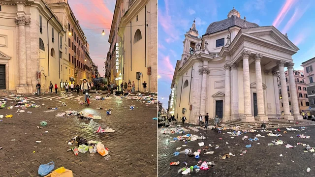 Roma-Betis, Piazza del Popolo trasformata in una discarica dai tifosi