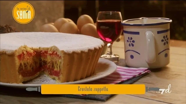 Crostata con crema e gocce di cioccolato