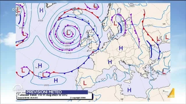 Le previsioni meteo di Paolo Sottocorona del 11/8/2023