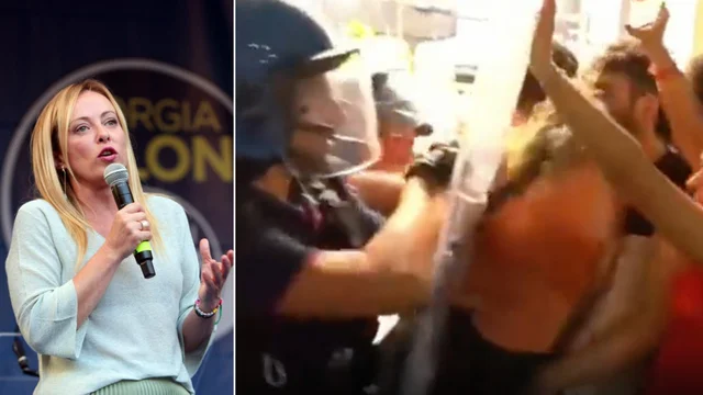 Contestazione al comizio di Meloni a Palermo: la polizia carica i manifestanti. Le immagini