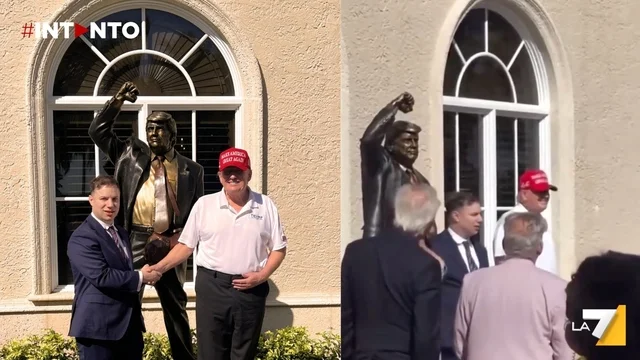 Trump riceve in regalo una statua a grandezza naturale: il "Monumento alla Sfida"