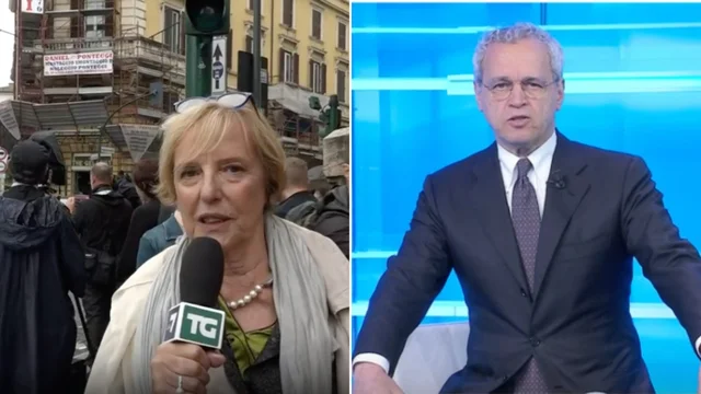 Mentana scherzosamente all'inviata: "Fatti rispettare"