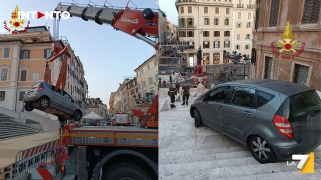 Roma, ottantenne con l’auto sulla scalinata di Trinità dei Monti