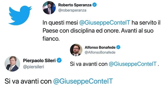 Crisi di governo: i tweet dei Ministri a sostegno di Conte
