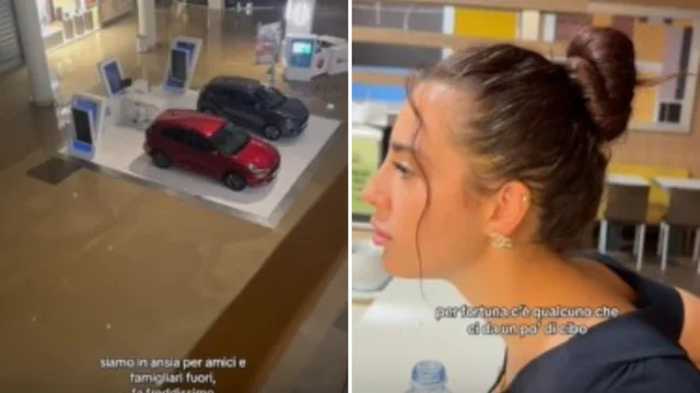 Maltempo Toscana, rimangono intrappolati nel centro commerciale. Il video