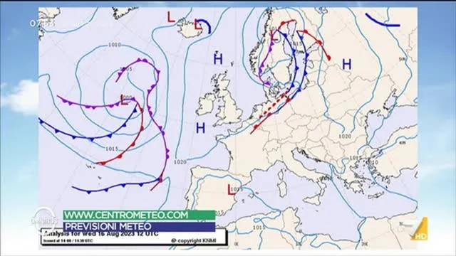 Le previsioni meteo di Paolo Sottocorona del 9/8/2023