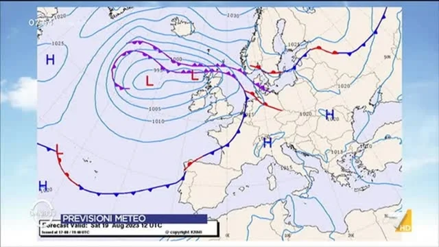 Le previsioni meteo di Paolo Sottocorona del 12/8/2023