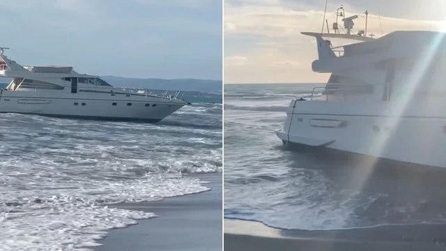 Fregene, misterioso yacht fantasma arenato sulla spiaggia: video