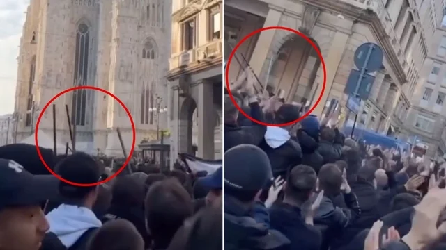 Milan-PSG, tensione prima della partita: i tifosi parigini armati di spranghe in centro a Milano