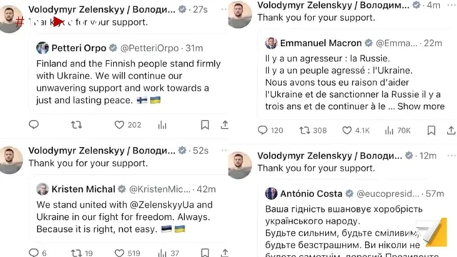 Dopo lo scontro con Trump e Vance, Zelensky ringrazia uno a uno i leader mondiali per il supporto su X