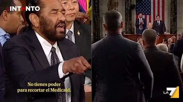 Il deputato democratico texano Al Green interrompe Trump e viene espulso dall'Aula.