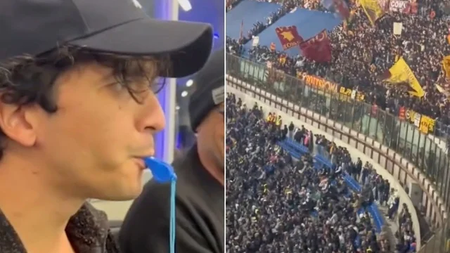 Inter-Roma, anche Tananai con il fischietto contro Lukaku. Il video