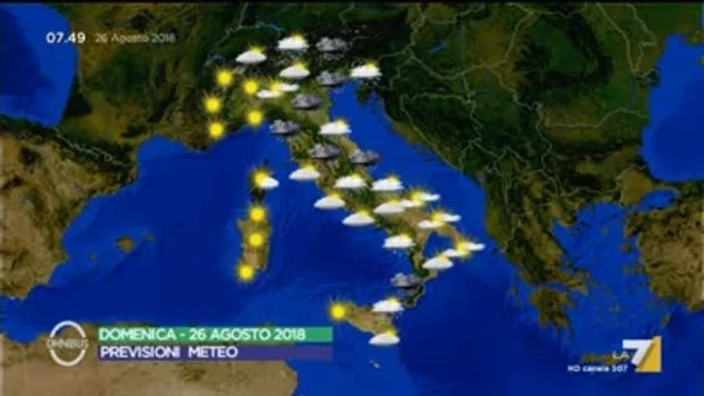 Il meteo del 26/08/2018