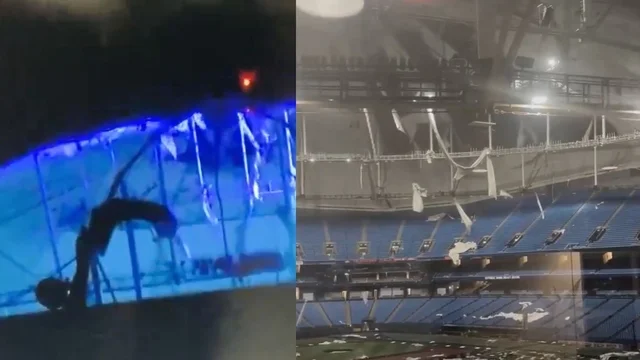 La furia dell'uragano Milton squarcia il tetto dello stadio di Tampa: le impressionanti immagini
