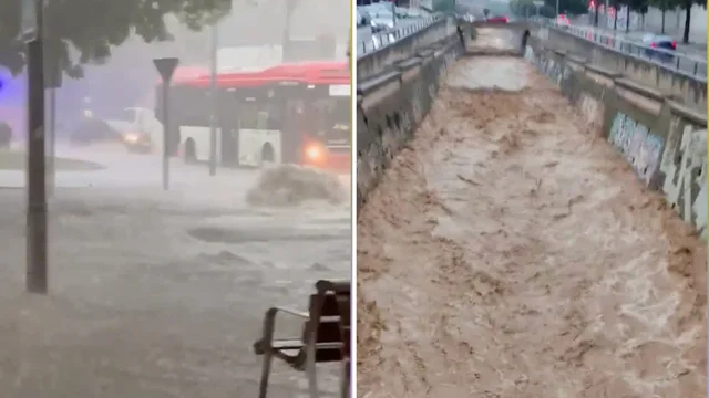 Alluvione e strade come fiumi: le incredibili immagini dai social