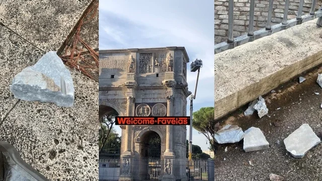 Bomba d'acqua su Roma, fulmine colpisce e danneggia l'Arco di Costantino