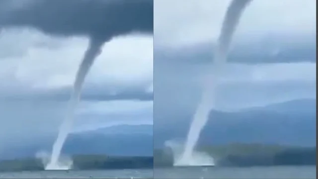 Tornado che si aggira sul lago africano Tanganica: il video