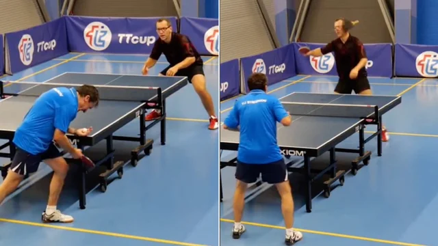 La battuta a effetto durante il torneo di ping pong in Repubblica Ceca va a finire malissimo: il video è virale