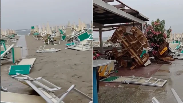 Ravenna, tromba d'aria devastante a Punta Marina: le immagini dalla spiaggia