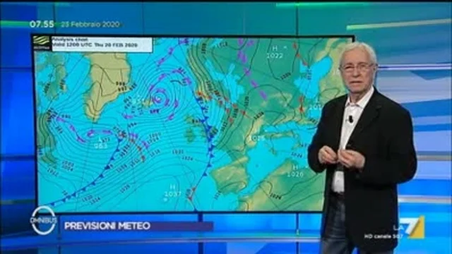 Le previsioni meteo del 23/02/2020