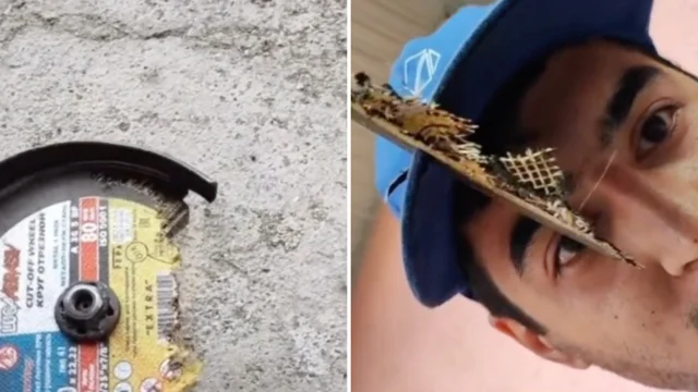 Il disco vola via dalla smerigliatrice, l'uomo è salvo per miracolo: il video è incredibile