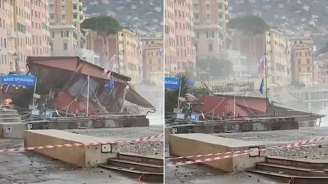 Camogli, il maltempo distrugge lo storico ristorante: il video del crollo