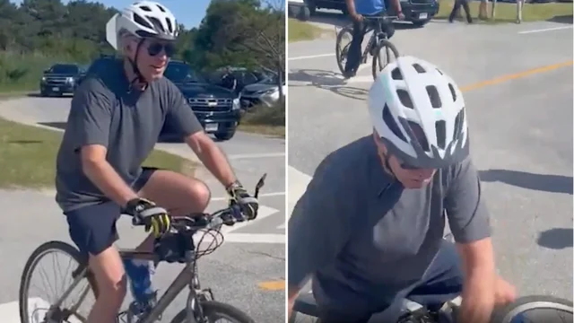 Il video di Joe Biden che cade dalla bici