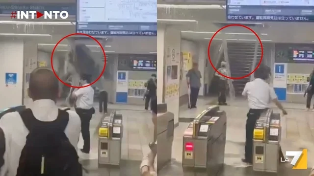 Crolla il soffitto della stazione Seibu Shinjuku a Tokyo: pendolari in fuga