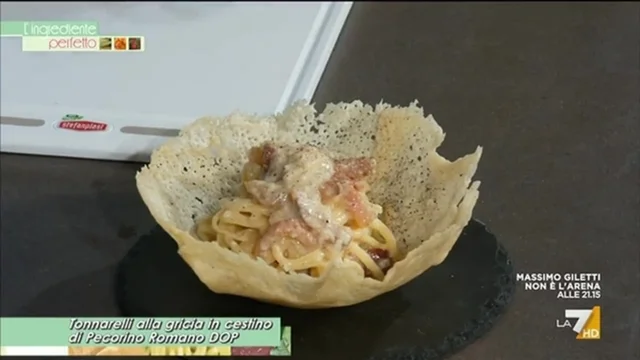 Tonnarelli alla gricia in cestino di Pecorino