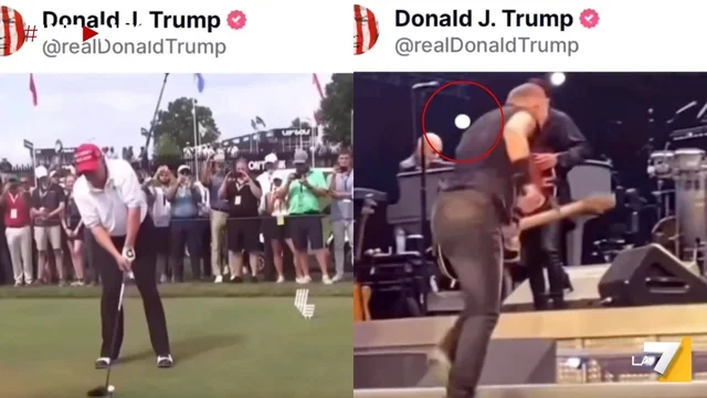 Trump colpisce con una pallina da golf Bruce Springsteen: il video provocatorio pubblicato dal Presidente USA