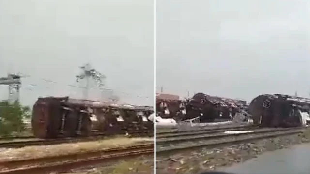 Maltempo, treno merci si ribalta a Borgo Mantovano per raffiche di vento: immagini impressionanti
