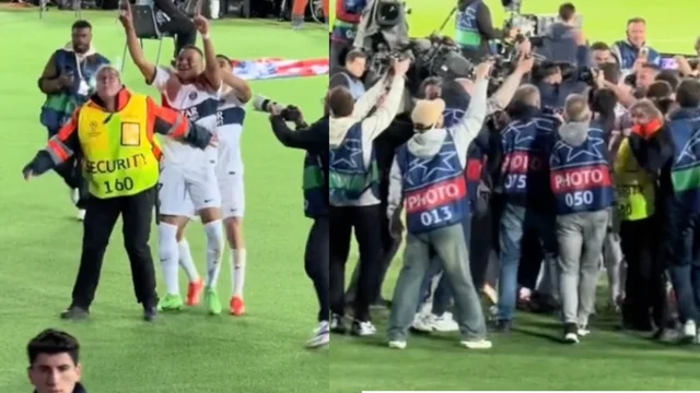 Champions League, la steward deve proteggere Mbappe ma viene travolta