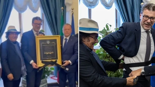 Giorgetti riceve la cintura nera di judo ad honorem: la cerimonia con Al Bano