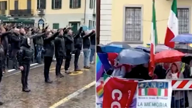 Dongo (Como), la riunione fascista contestata sulle note di "Bella Ciao": il video completo
