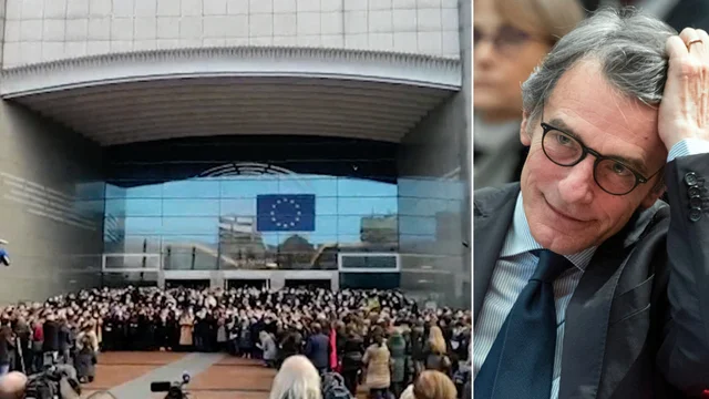 Addio a David Sassoli, l’omaggio al presidente con un lungo applauso fuori dal Parlamento europeo
